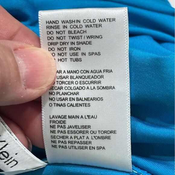 CALVIN KLEIN | Shimmer Teal Blue Pleated One-Piece Swimsuit 6 - Picture 16 of 16